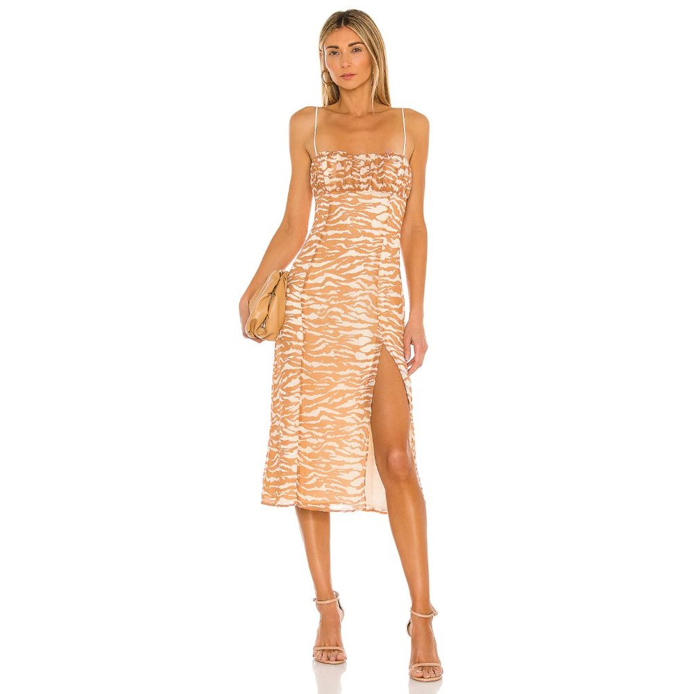 Camila Coelho Bailee Midi Dress in Brown Zebra